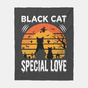 Black Cat Halloween Special Love Gothic Design Fleece Blanket