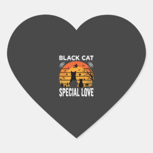Black Cat Halloween Special Love Gothic Design Heart Sticker