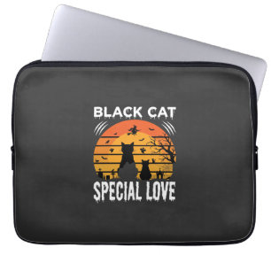 Black Cat Halloween Special Love Gothic Design Laptop Sleeve