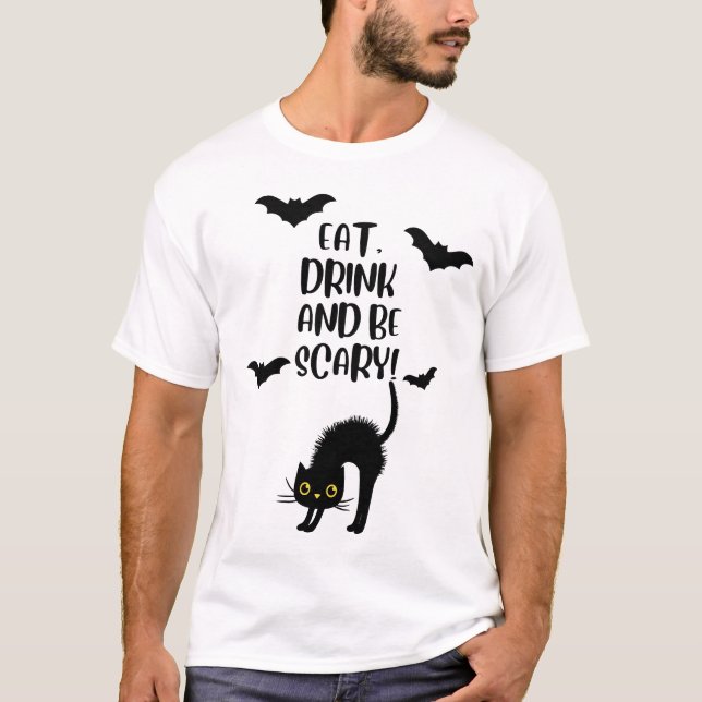 Black  Cat Halloween  T-Shirt (Front)