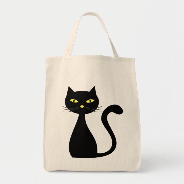 Black Cat Halloween Tote Bag (Front)