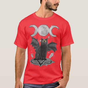 Black Cat Halloween Triple Moon Cat Pagan Witch  T-Shirt