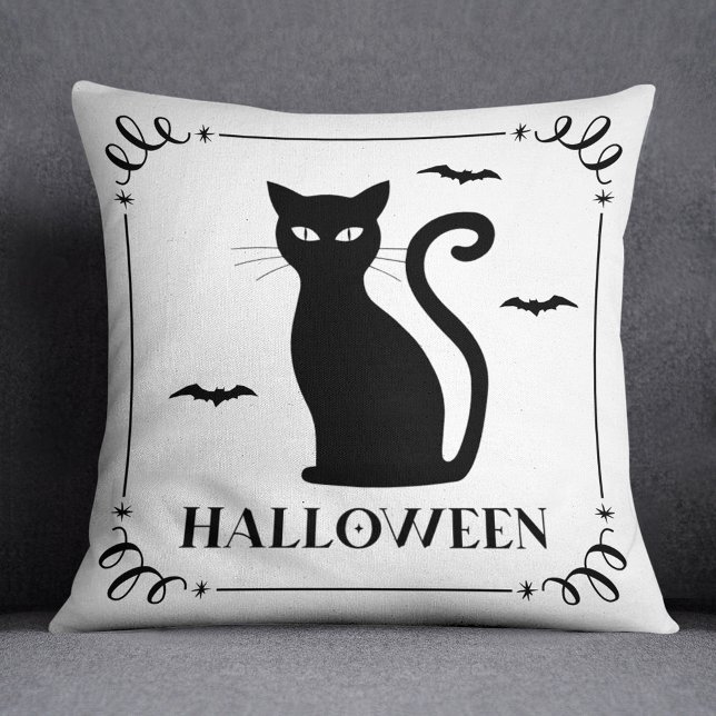 Black Cat Halloween Typography Cushion (Creator Uploaded)
