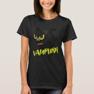 Black Cat Halloween Vampurr I Fun Vampire Cat Cost T-Shirt