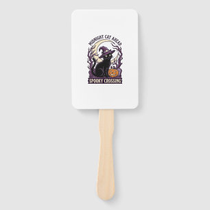 Black Cat Halloween Vintage Engraving Pumpkin Cat Hand Fan