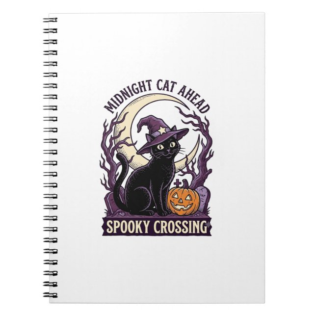 Black Cat Halloween Vintage Engraving Pumpkin Cat  Notebook (Front)