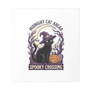 Black Cat Halloween Vintage Engraving Pumpkin Cat Notepad