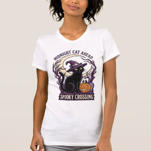 Black Cat Halloween Vintage Engraving Pumpkin Cat  T-Shirt
