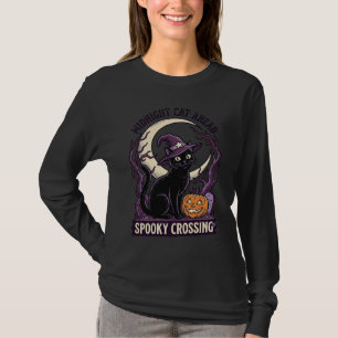 Black Cat Halloween Vintage Engraving Pumpkin Cat  T-Shirt