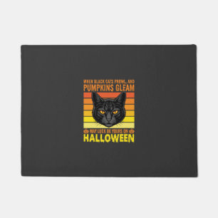 Black Cat Halloween Vintage Pumpkin Graphic Doormat