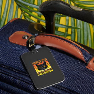 Black Cat Halloween Vintage Pumpkin Graphic Luggage Tag