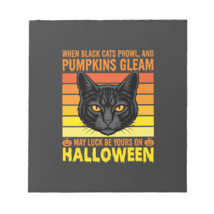 Black Cat Halloween Vintage Pumpkin Graphic Notepad