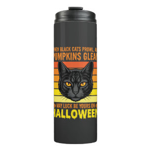Black Cat Halloween Vintage Pumpkin Graphic Thermal Tumbler