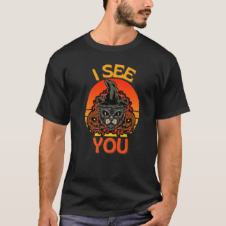 Black Cat Halloween Witchcraft Cat Witch Pumpkin I T-Shirt