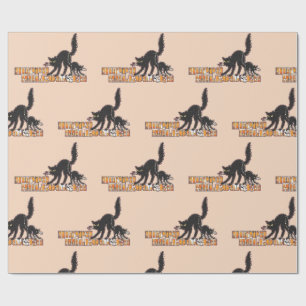 Black cat halloween  wrapping paper