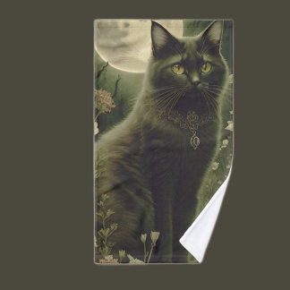black cat  hand towel