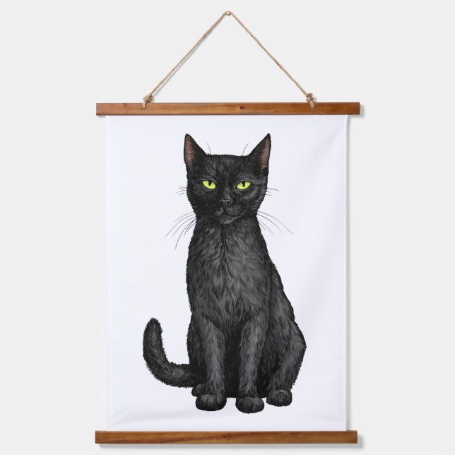 Black cat hanging tapestry (Front)