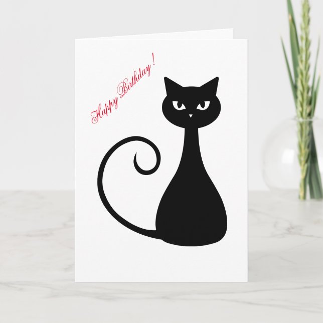 Black cat Happy Birthday Card (Front)