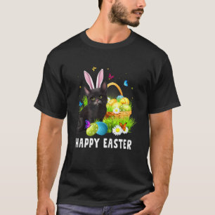 Black Cat Happy Easter Day Bunny Eggs Mens Womens T-Shirt
