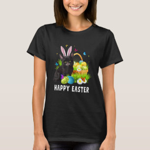 Black Cat Happy Easter Day Bunny Eggs Mens Womens T-Shirt