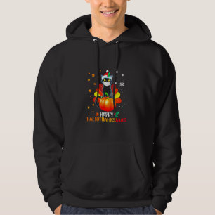 Black Cat Happy Hallothanksmas Funny Cat Halloween Hoodie
