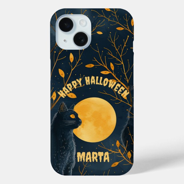 Black Cat Happy Halloween  Case-Mate iPhone Case (Back)
