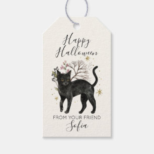 Black Cat Happy Halloween Gift Tags