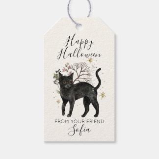 Black Cat Happy Halloween Gift Tags