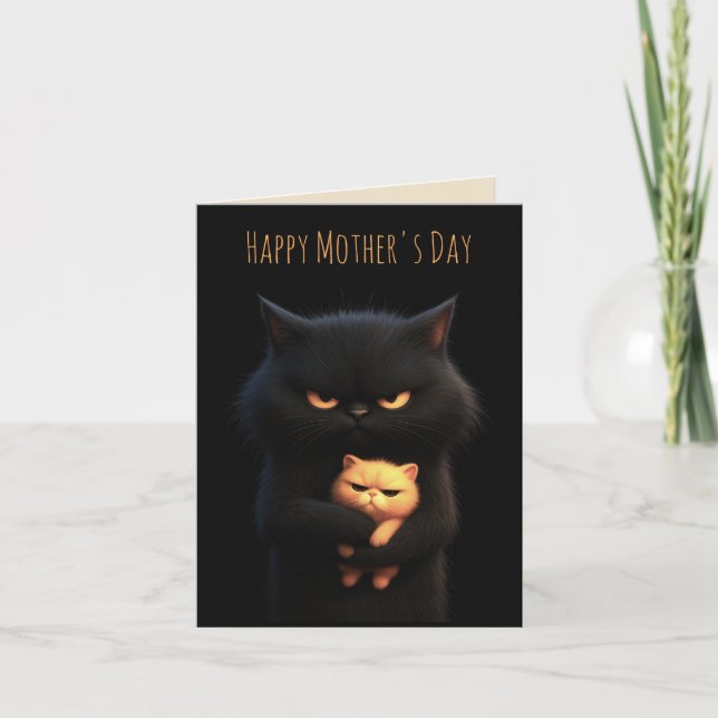 Black Cat Happy Mother's Day Card (Front)