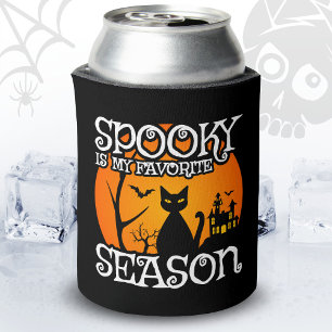 Black Cat Haunted Spooky Season Happy Halloween Can Cooler