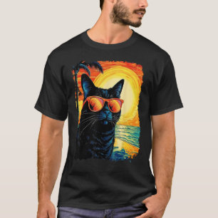 Black Cat Hawaiian T-Shirt