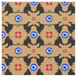 Black Cat, Heart & Evil Eye trendy fashion fabric