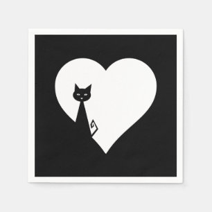 Black Cat Heart Napkins