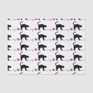 Black Cat & Heart Shaped Yarn (Pink) Tissue Paper