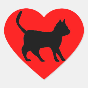 Black Cat Heart Sticker