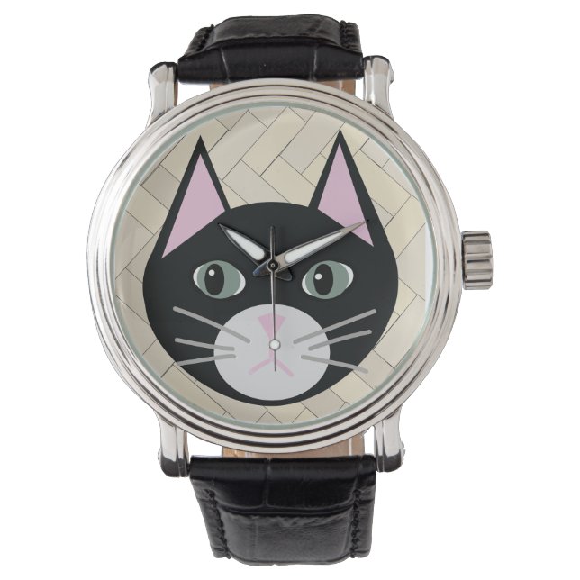 Black Cat Herringbone Beige Watch (Front)