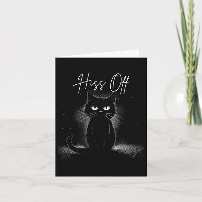 Black Cat Hiss Off For Men Women Meow Cat Lover Ha Card (Front)