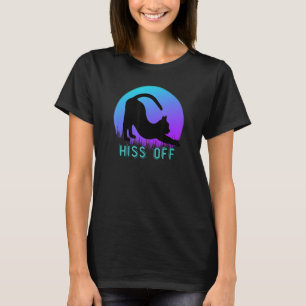 Black Cat Hiss Off Meow Retro Sunset Style Black K T-Shirt