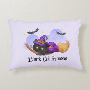 Black Cat Hisses – Halloween Witch Cat Decorative Cushion