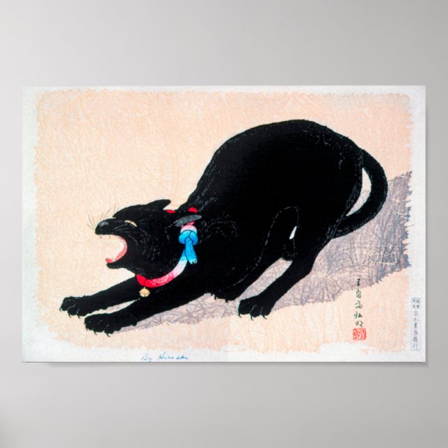 Black Cat Hissing Fine Art by Hiroaki Takahashi Poster (Front)