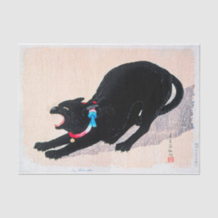 Black Cat Hissing Fine Art by Hiroaki Takahashi Tissue Paper