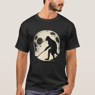 Black Cat Hockey Moon Graphic Tees Men Women Boys