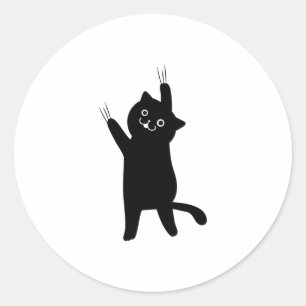Black Cat Holding On  Classic Round Sticker