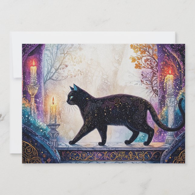 Black cat holiday card (Front)