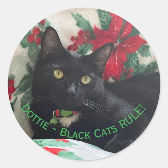 Black Cat Holiday Sticker (Front)
