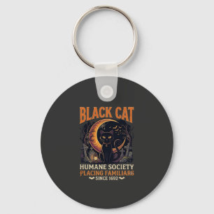 Black Cat Humane Society Halloween Crescent Moon L Key Ring