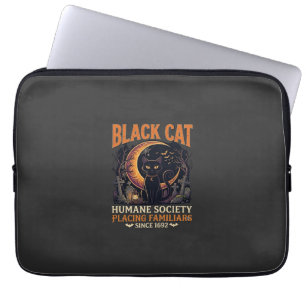 Black Cat Humane Society Halloween Crescent Moon L Laptop Sleeve