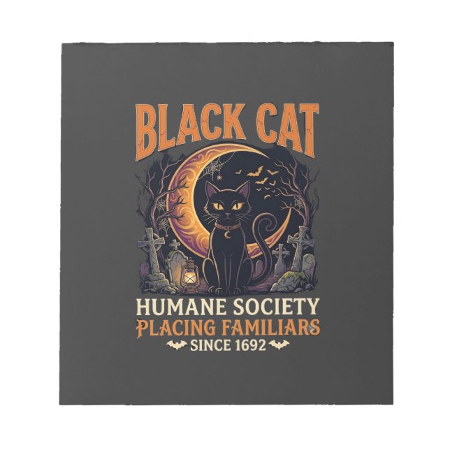 Black Cat Humane Society Halloween Crescent Moon L Notepad (Front)