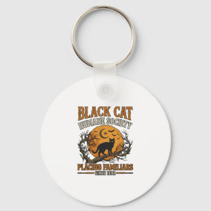 Black Cat Humane Society Halloween Full Moon Bats_ Key Ring