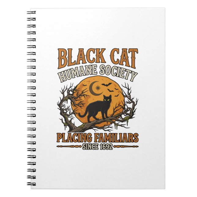 Black Cat Humane Society Halloween Full Moon Bats_ Notebook (Front)